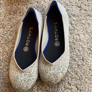 Rothys- white with silver glitter toe- size 8